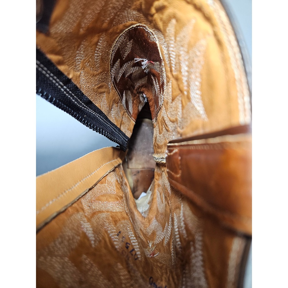 JUSTIN Vintage Exotic Caiman Crocodile Western Boots Brown Zippered Men 6.5 D W8 - Picture 8 of 10